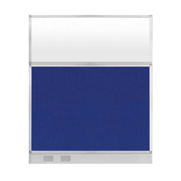 Hush Panel Configurable Cubicle Partition 5' x 6' Royal Blue Fabric Frosted Window w/ Cable Channel